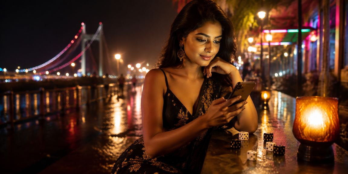 A user enjoying kb8 Dice Games and the new games section at a night market in Mymensingh